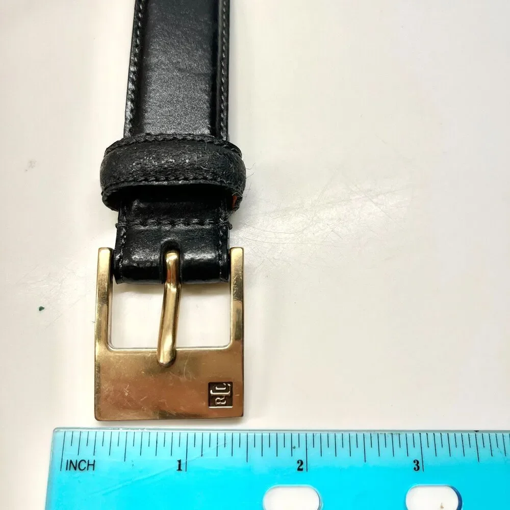LAUREN Ralph Lauren Black Italian Leather Womens Belt Size M 1